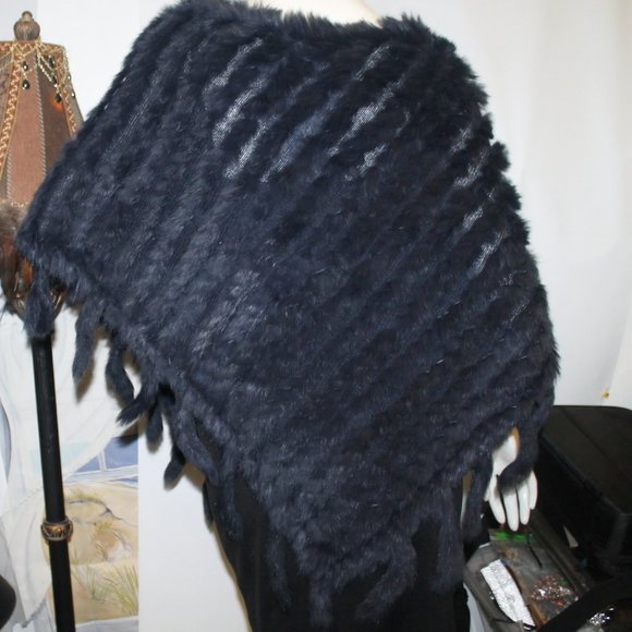 New MK Metric Knits Fur Collection 4 Neiman Marcus Rabbit Fur Poncho Cape - Picture 6 of 10